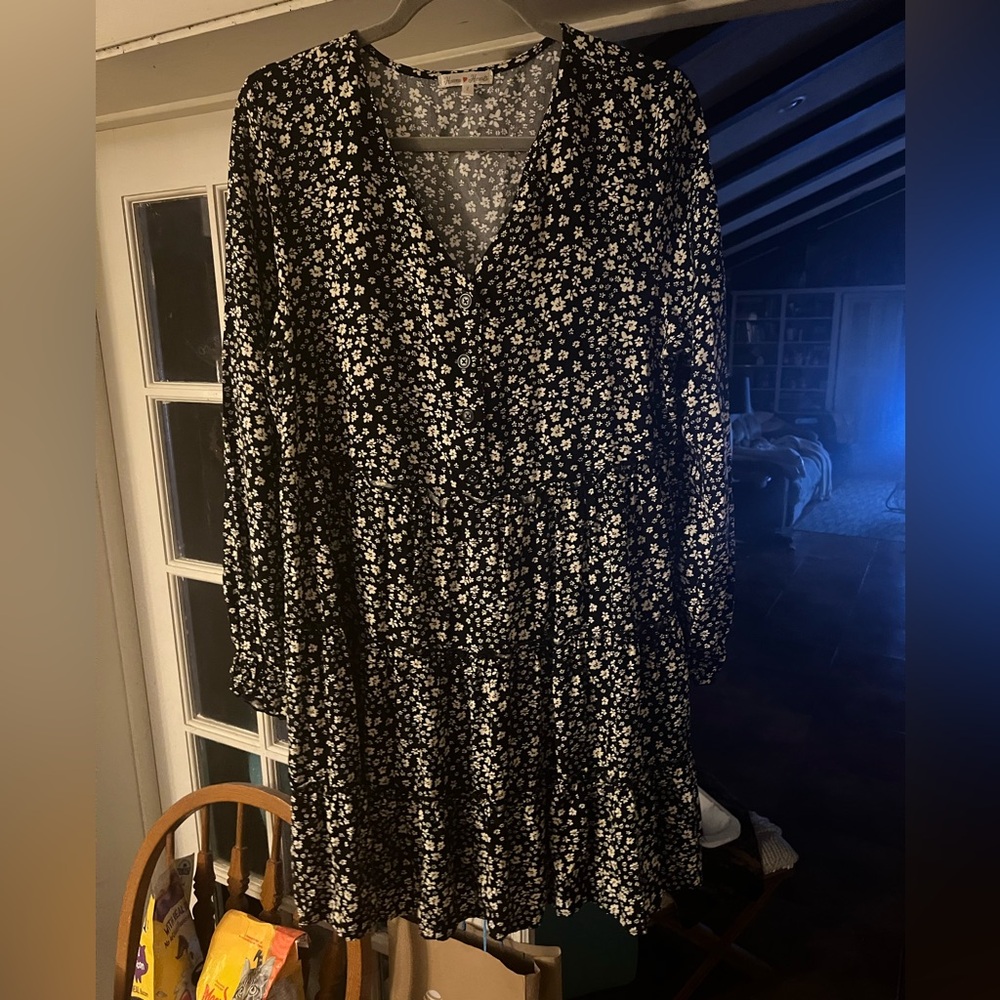 Floral Black and White Dress